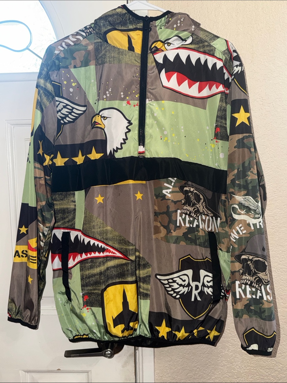 Reason MensCamo Graphic Puffer Jacket - Green, Black, Yellow, Red, White